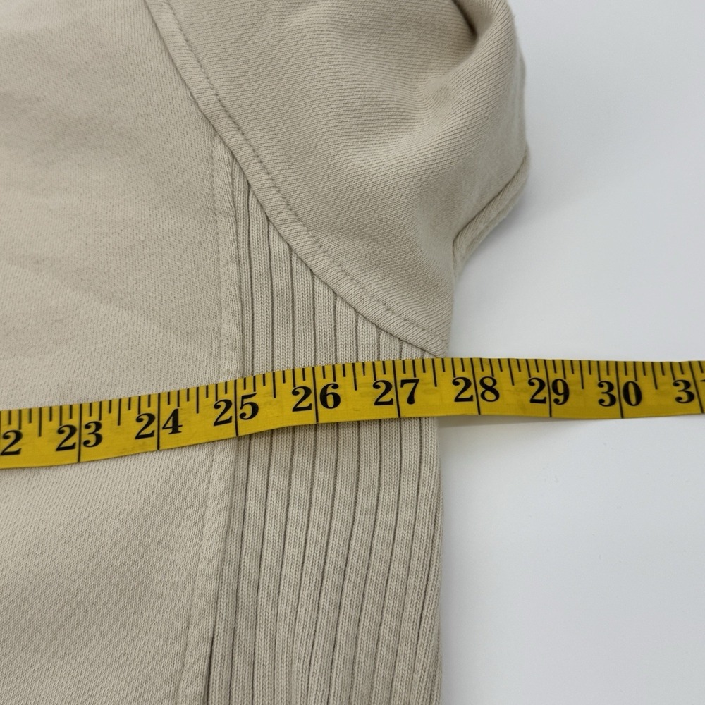 Aerie Oversized Crewneck Sweatshirt Medium Beige Rainbow "Cheers" Sleeve Lounge - Picture 9 of 10